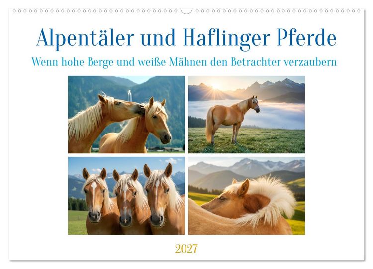 Produktbild: Alpent&auml;ler und Haflinger Pferde (Wandkalender 2027 DIN A2 quer), CALVENDO Monatskalender