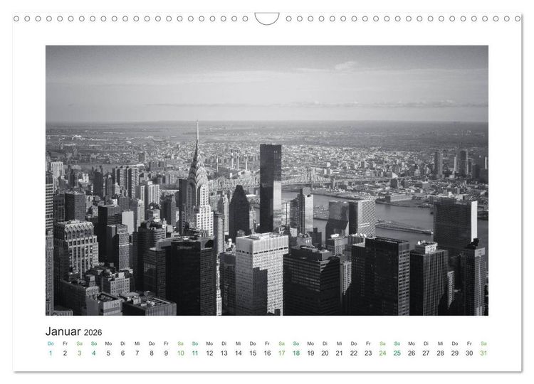Produktbild: New York in schwarz weiss (Wandkalender 2026 DIN A3 quer), CALVENDO Monatskalender