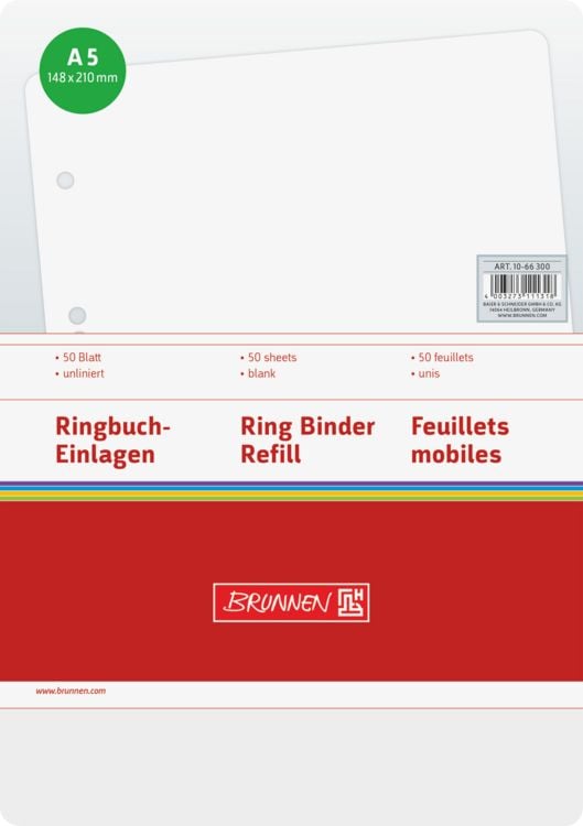 Produktbild: Brunnen Ringbucheinlage A5 unlin 50Bl
