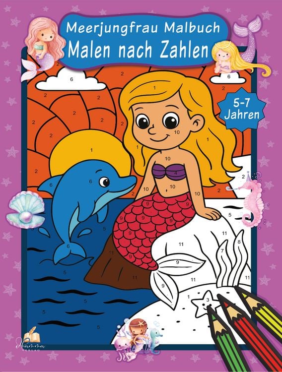 Produktbild: Malen nach Zahlen Meerjungfrau Malbuch f&uuml;r Kinder ab 5&ndash;7 Jahren
