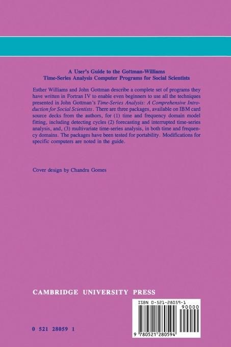 Produktbild: A User's Guide to the Gottman-Williams Time-Series Analysis Computer Programs for Social Scientists