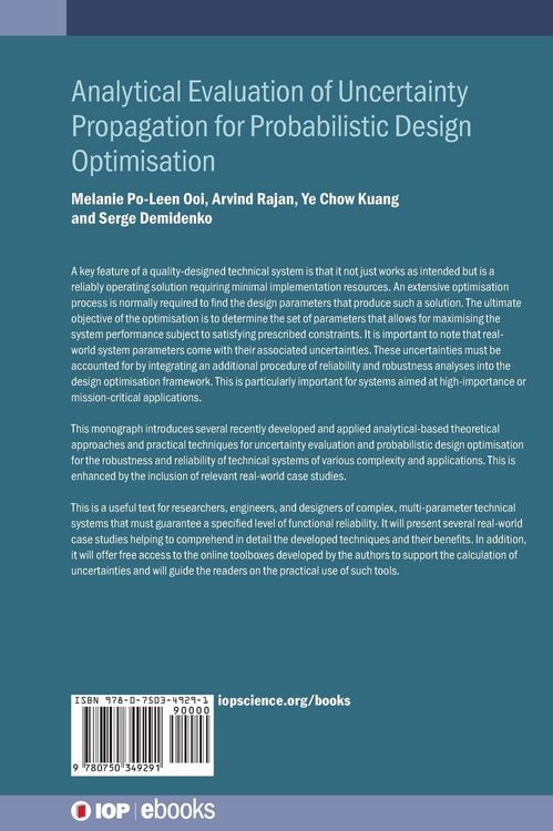 Produktbild: Analytical Evaluation of Uncertainty Propagation for Probabilistic Design Optimisation