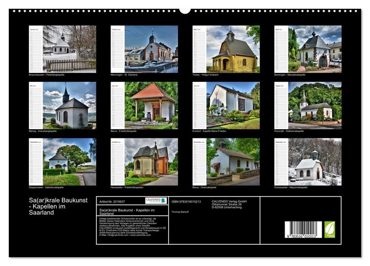 Produktbild: Sa(ar)krale Baukunst - Kapellen im Saarland (hochwertiger Premium Wandkalender 2026 DIN A2 quer), Kunstdruck in Hochglanz