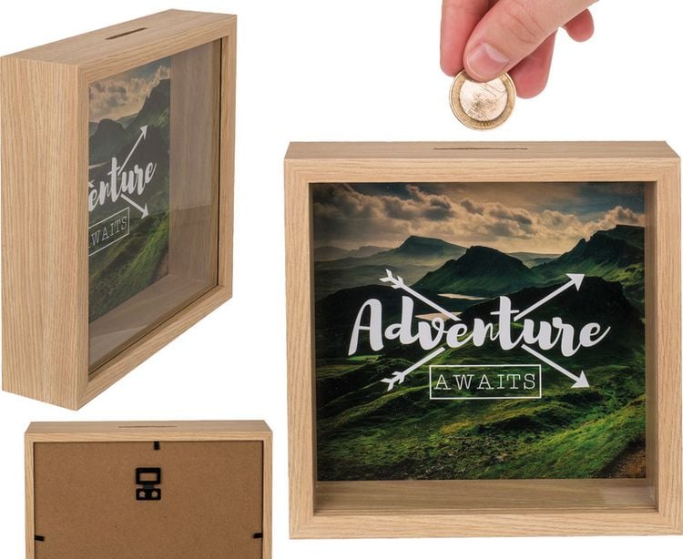 Dreams Holz-Spardose In Blau – 20x20 Cm, Mit Aufhänger – Perfekt Zum Sparen & Verschenken