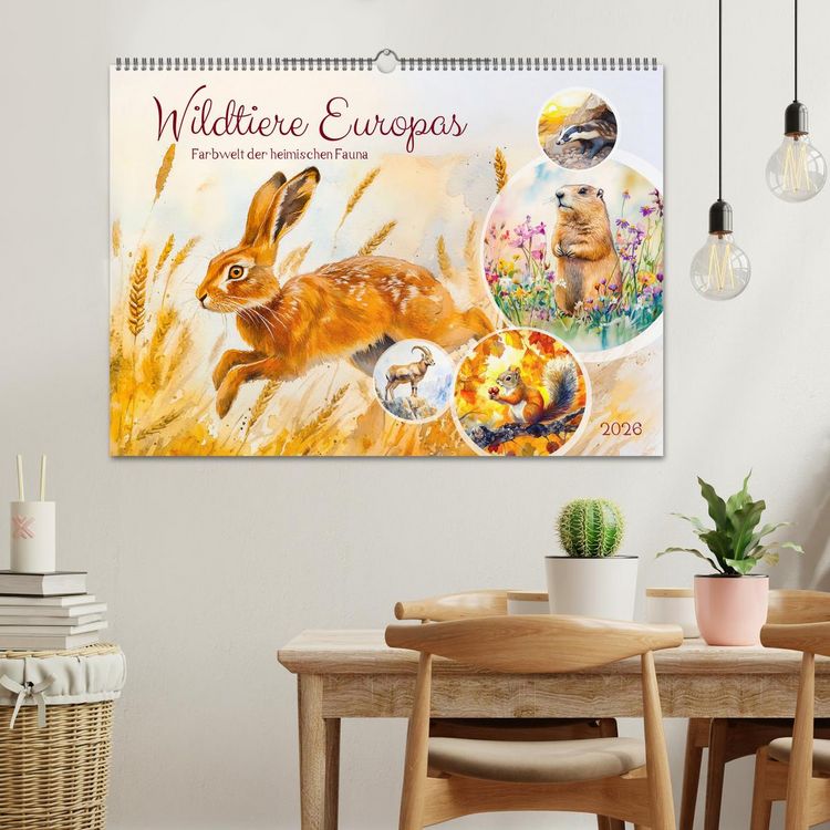 Produktbild: Wildtiere Europas - Farbwelt der heimischen Fauna (Wandkalender 2026 DIN A2 quer), CALVENDO Monatskalender