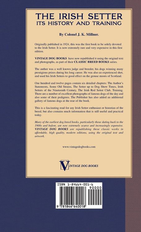 Produktbild: The Irish Setter - Its History & Training (A Vintage Dog Books Breed Classic)