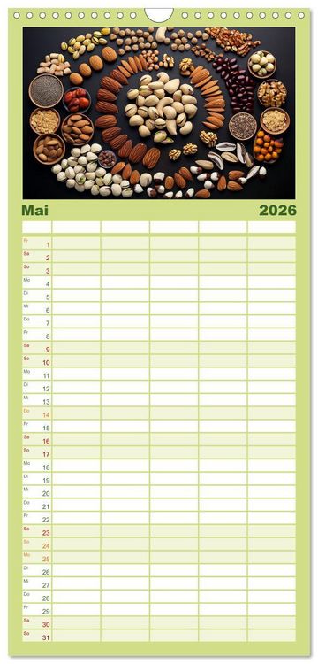 Produktbild: Familienplaner 2026 - Ordentlich Vegetarisch mit 5 Spalten (Wandkalender, 21 x 45 cm) CALVENDO