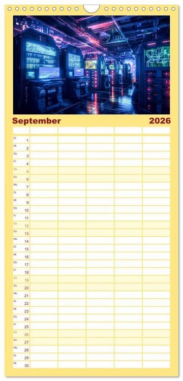 Produktbild: Familienplaner 2026 - Visuelle Reise in die digitale Welt mit 5 Spalten (Wandkalender, 21 x 45 cm) CALVENDO