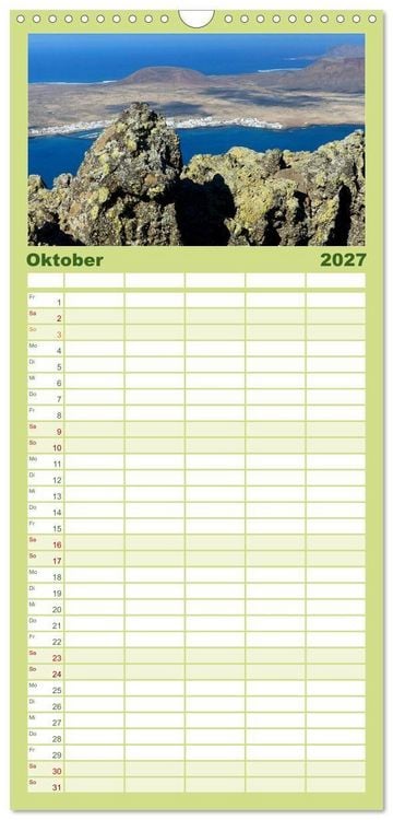 Produktbild: Familienplaner 2027 - Vulkaninsel Lanzarote mit 5 Spalten (Wandkalender, 21 x 45 cm) CALVENDO