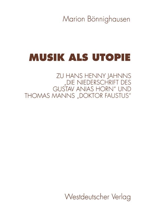 Produktbild: Musik als Utopie