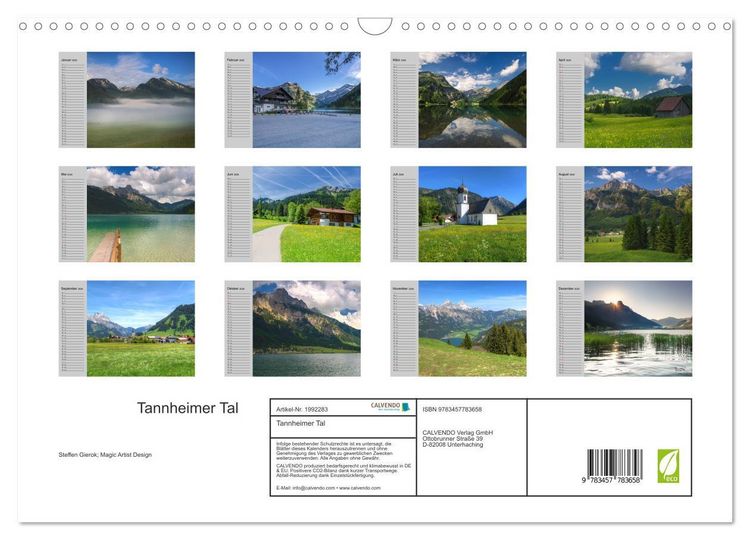 Produktbild: Tannheimer Tal (Wandkalender 2026 DIN A3 quer), CALVENDO Monatskalender