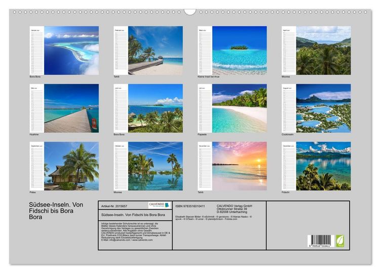 Produktbild: S&uuml;dsee-Inseln. Von Fidschi bis Bora Bora (Wandkalender 2026 DIN A2 quer), CALVENDO Monatskalender