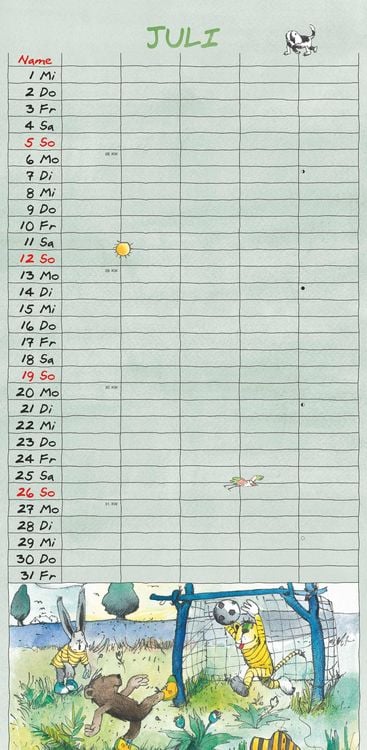 Produktbild: Janosch 2026 Familienplaner - Familien-Timer - Termin-Planer - Kinder-Kalender - Familien-Kalender - 22x45
