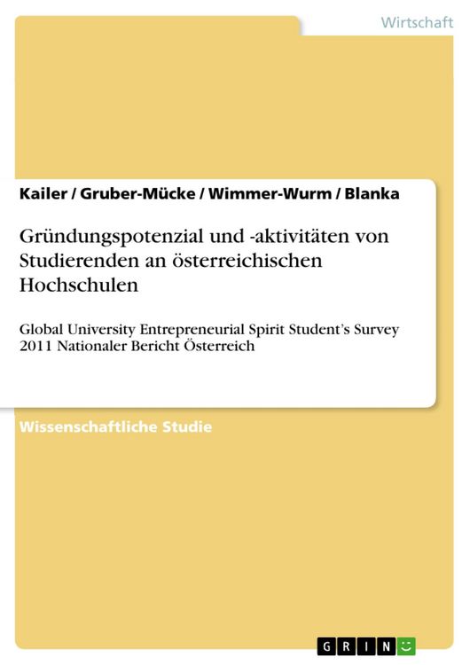 Produktbild: Gr&uuml;ndungspotenzial und -aktivit&auml;ten von Studierenden an &ouml;sterreichischen Hochschulen