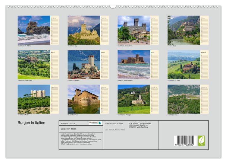 Produktbild: Burgen in Italien (hochwertiger Premium Wandkalender 2026 DIN A2 quer), Kunstdruck in Hochglanz