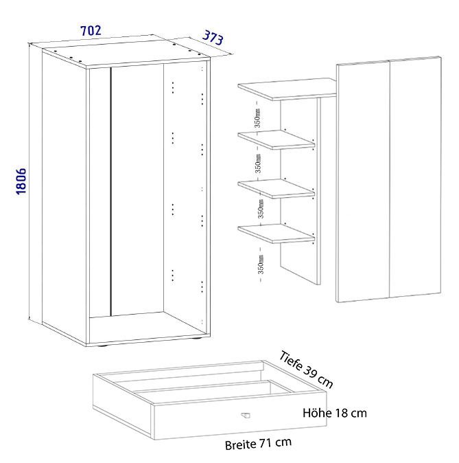 Produktbild: Kleiderschrank Jugendschrank Vandol Dreht&uuml;ren S
