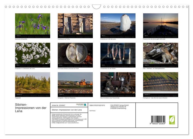 Produktbild: Sibirien- Impressionen von der Lena (Wandkalender 2026 DIN A3 quer), CALVENDO Monatskalender