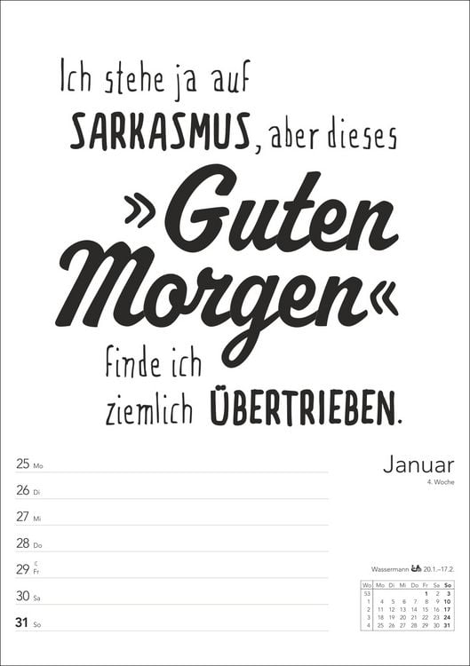 Produktbild: Typo-Spr&uuml;che-Kalender s/w Wochenplaner 2027 - mit 53 witzigen Spr&uuml;chen
