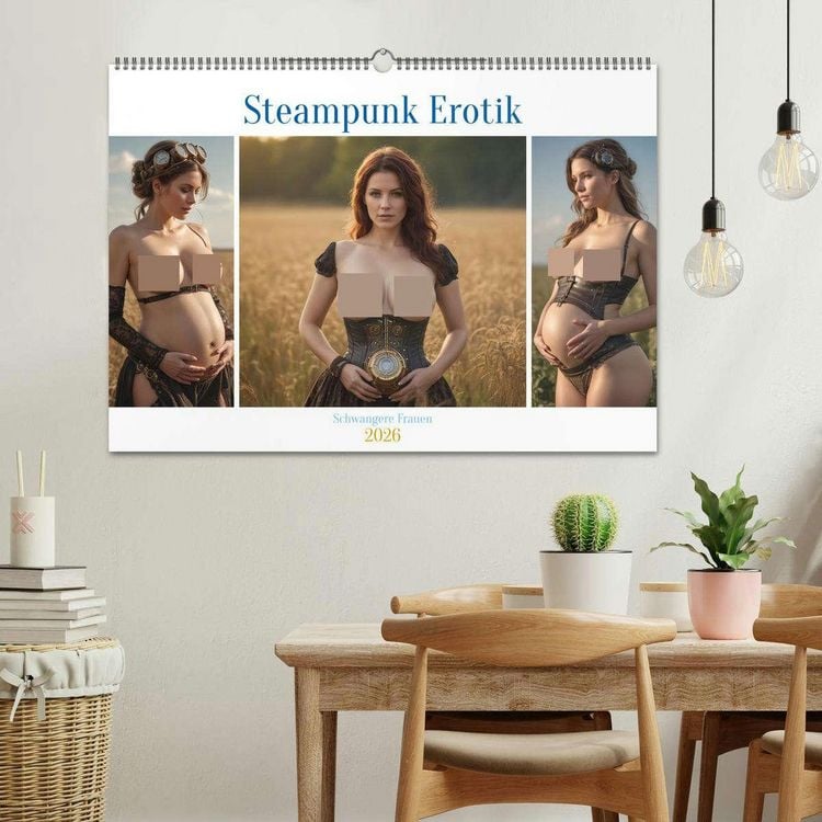 Produktbild: Steampunk Erotik - Schwangere Frauen (Wandkalender 2026 DIN A2 quer), CALVENDO Monatskalender
