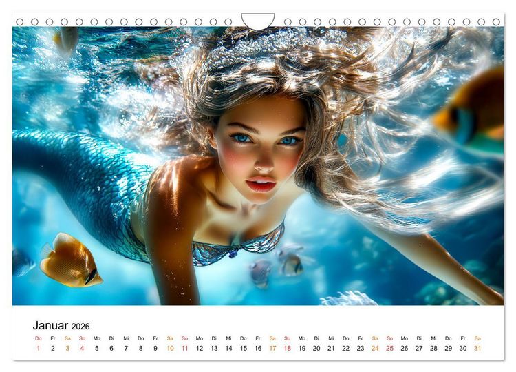 Produktbild: Geheimnisvolle Meerjungfrau (Wandkalender 2026 DIN A4 quer), CALVENDO Monatskalender