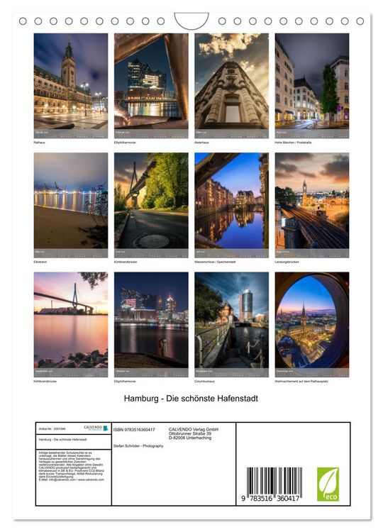 Produktbild: Hamburg - Die sch&ouml;nste Hafenstadt (Wandkalender 2026 DIN A4 hoch), CALVENDO Monatskalender