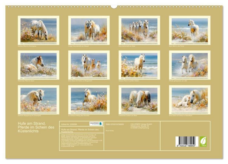Produktbild: Hufe am Strand. Pferde im Schein des K&uuml;stenlichts (hochwertiger Premium Wandkalender 2027 DIN A2 quer), Kunstdruck in Hochglanz