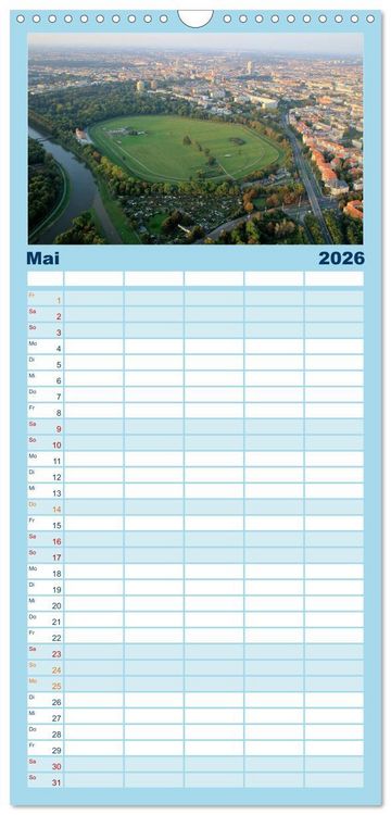 Produktbild: Familienplaner 2026 - &Uuml;ber den D&auml;chern von Leipzig mit 5 Spalten (Wandkalender, 21 x 45 cm) CALVENDO