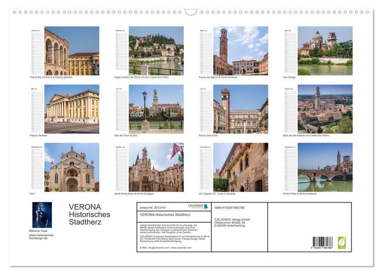 Produktbild: VERONA Historisches Stadtherz (Wandkalender 2026 DIN A2 quer), CALVENDO Monatskalender