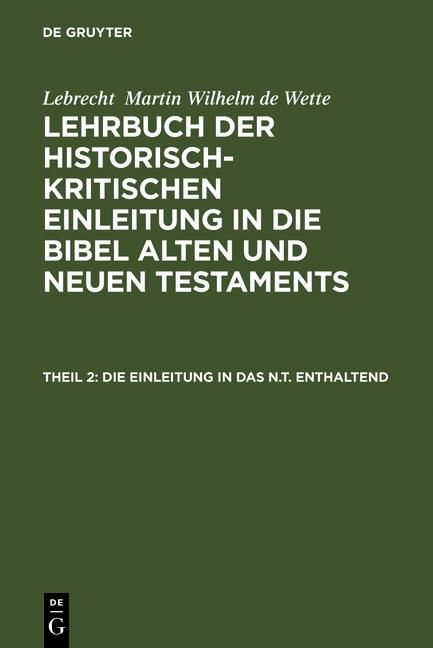 Produktbild: Die Einleitung in das N.T. enthaltend