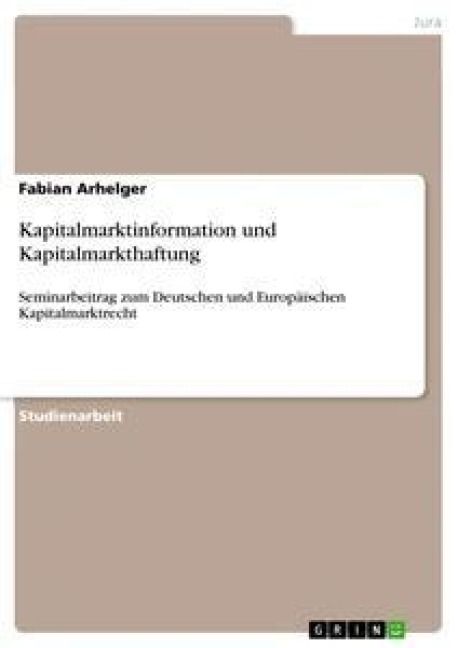 Produktbild: Kapitalmarktinformation und Kapitalmarkthaftung