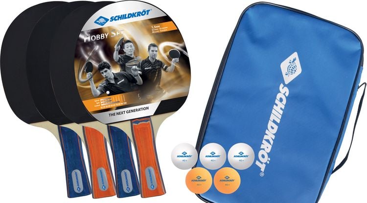 Produktbild: Tischtennis Set Hobby f&uuml;r 4 Spieler, 4 Schl&auml;ger mit 5 B&auml;lle in Tasche
