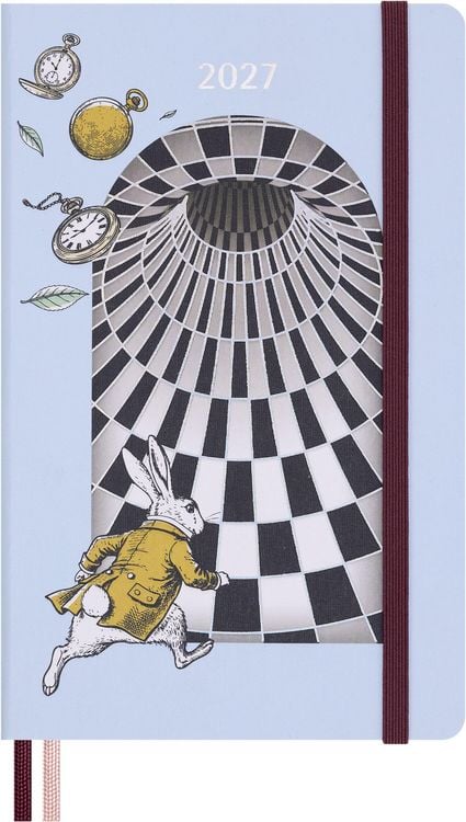 Produktbild: Moleskine Alice im Wunderland 12 Monate Tageskalender 2027, L/A5, 1 Tag = 1 Seite, fester Einband