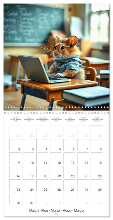 Produktbild: AI Hamsters at school (Wall Calendar 2026 12 &times; 12 Inch) CALVENDO 12 Month Wall Calendar