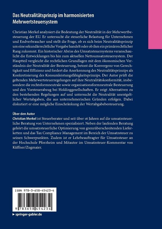 Produktbild: Das Neutralit&auml;tsprinzip im harmonisierten Mehrwertsteuersystem