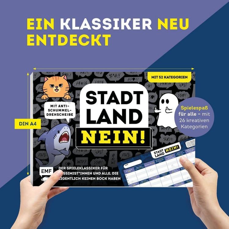 Produktbild: Stadt, Land, NEIN! &ndash; Der Spieleklassiker f&uuml;r Pessimist*innen und alle, die eigentlich keinen Bock haben