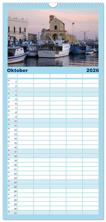 Produktbild: Familienplaner 2026 - Apuliens K&uuml;stenorte mit 5 Spalten (Wandkalender, 21 x 45 cm) CALVENDO