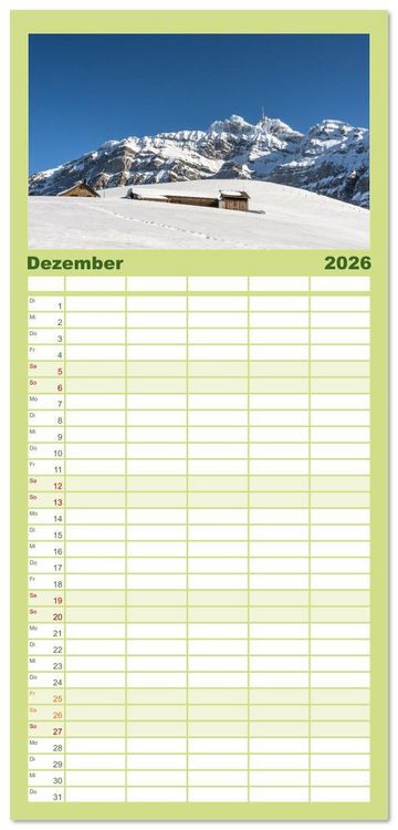 Produktbild: Familienplaner 2026 - Appenzellerland mit 5 Spalten (Wandkalender, 21 x 45 cm) CALVENDO