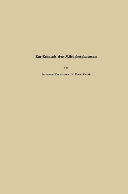 Produktbild: Zur Kenntnis der Milchphosphatasen