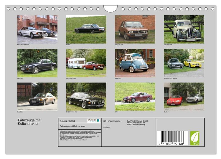 Produktbild: Fahrzeuge mit Kultcharakter (Wandkalender 2026 DIN A4 quer), CALVENDO Monatskalender