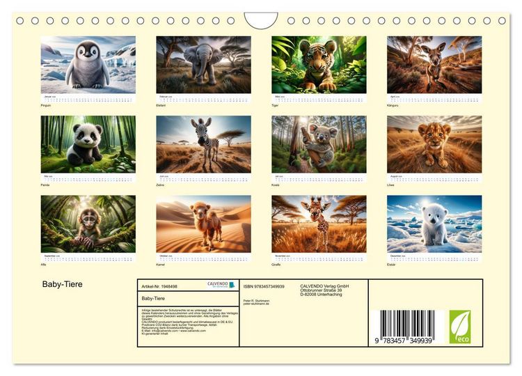 Produktbild: Baby-Tiere (Wandkalender 2026 DIN A4 quer), CALVENDO Monatskalender