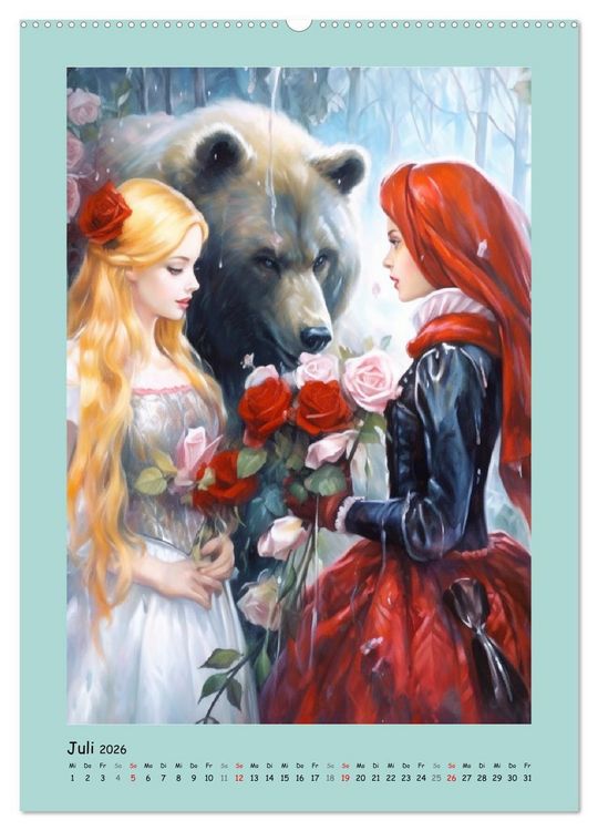 Produktbild: Zauberhafte M&auml;rchenillustrationen im Romantik-Stil (hochwertiger Premium Wandkalender 2026 DIN A2 hoch), Kunstdruck in Hochglanz