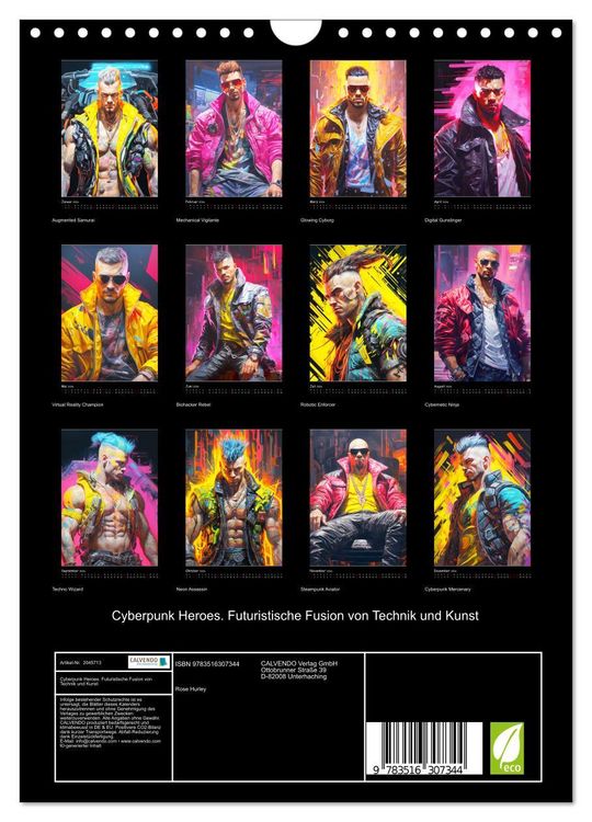 Produktbild: Cyberpunk Heroes. Futuristische Fusion von Technik und Kunst (Wandkalender 2026 DIN A4 hoch), CALVENDO Monatskalender
