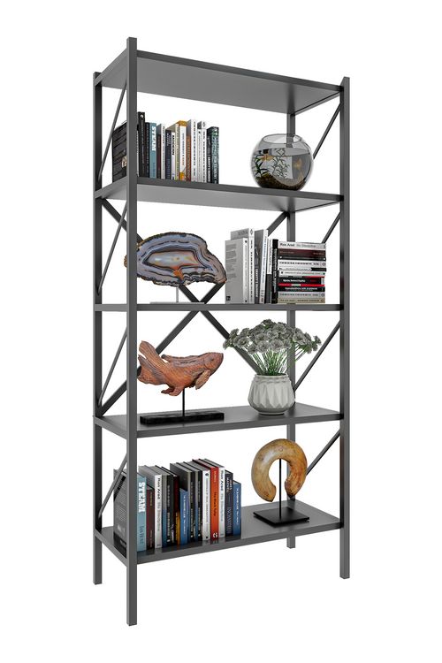 Produktbild: Holz Metall Stand Regal B&uuml;ro B&uuml;cher Insasi 5fach