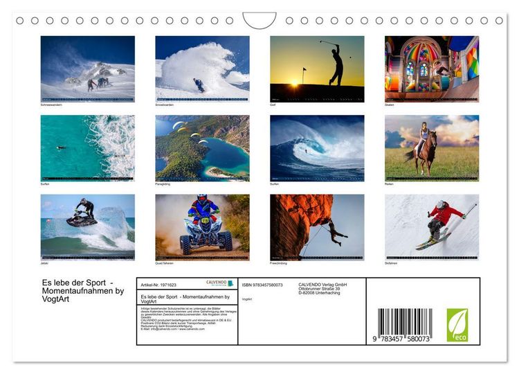 Produktbild: Es lebe der Sport - Momentaufnahmen by VogtArt (Wandkalender 2026 DIN A4 quer), CALVENDO Monatskalender