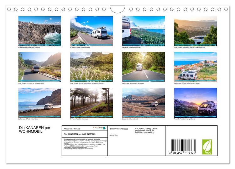 Produktbild: Die KANAREN per WOHNMOBIL (Wandkalender 2026 DIN A4 quer), CALVENDO Monatskalender