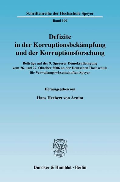 Produktbild: Defizite in der Korruptionsbek&auml;mpfung und der Korruptionsforschung.