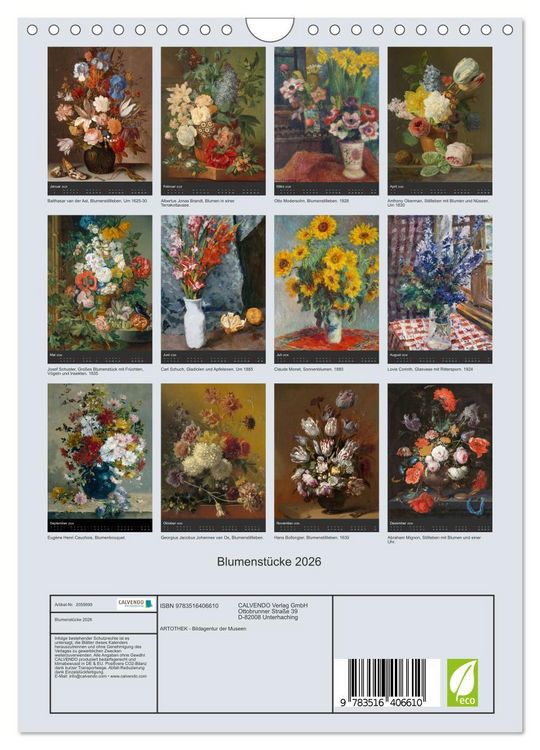 Produktbild: Blumenst&uuml;cke 2026 (Wandkalender 2026 DIN A4 hoch), CALVENDO Monatskalender