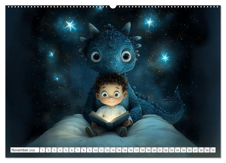 Produktbild: Dinozauber &ndash; Wenn Urzeitbewohner zu Freunden werden (Wandkalender 2026 DIN A2 quer), CALVENDO Monatskalender