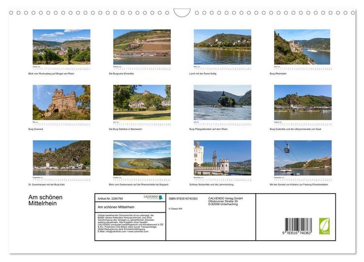 Produktbild: Am sch&ouml;nen Mittelrhein (Wandkalender 2026 DIN A3 quer), CALVENDO Monatskalender