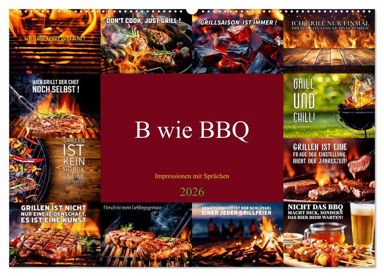 Produktbild: B wie BBQ Impressionen mit Spr&uuml;chen (Wandkalender 2026 DIN A2 quer), CALVENDO Monatskalender